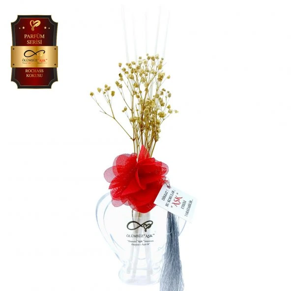 Ölümsüz Aşk Parfüm Serisi Rochass Kokulu 10 x 60 ml Kalp Şişe Bambu Çubuklu Ortam Kokusu ürün görseli 1