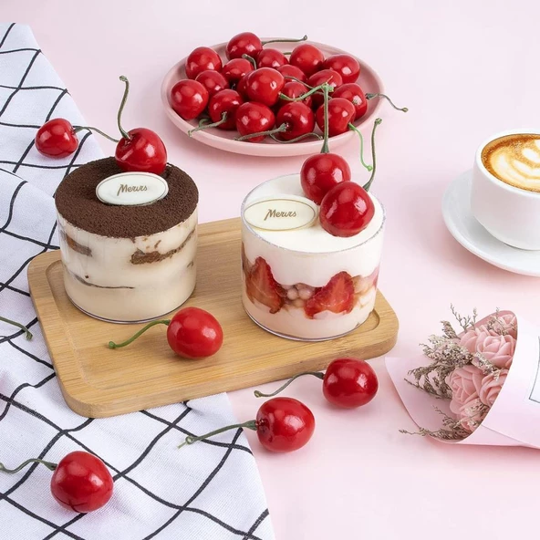 Nettenevime Yapay Kiraz Kırmızı 20li Paket  Yapay Meyve - Resim 7