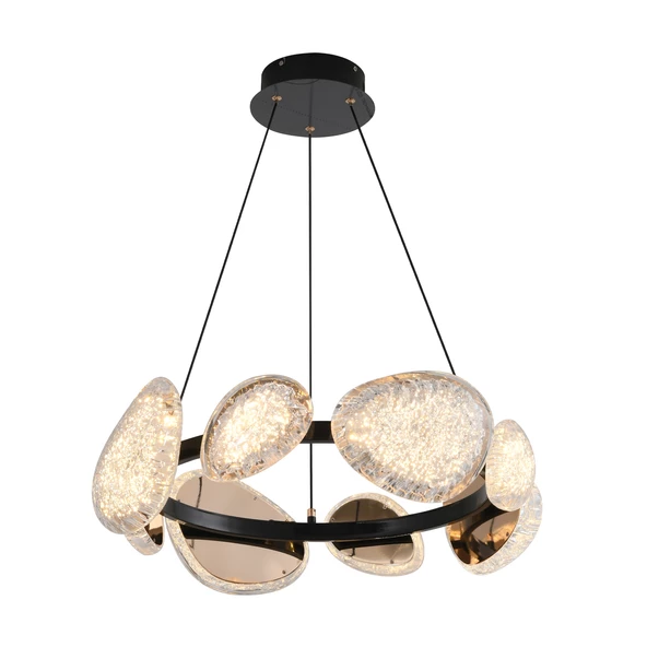 Apliqa Firuze 8'li 60 Watt Eskitme Kristal Taşlı Modern Tasarım Salon Led Avize - Resim 2