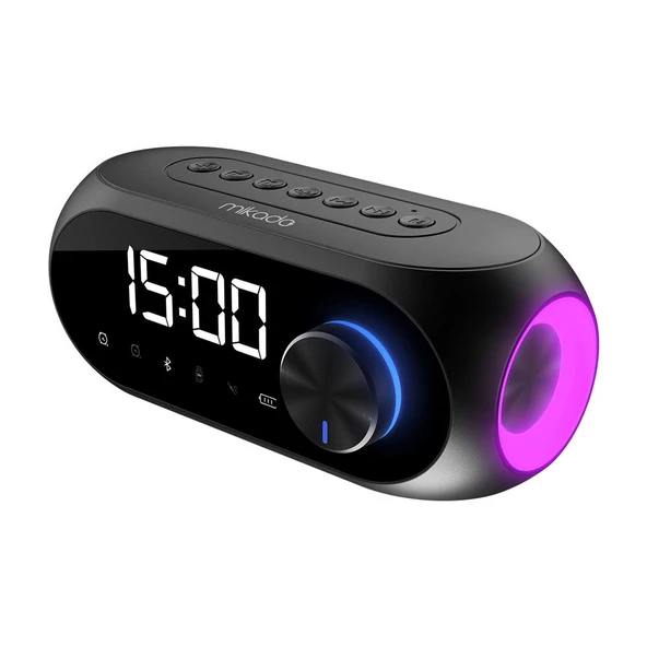 Mikado 1200mAh 5W Siyah Bluetooth-Aux-Derece-Usb-FM Double Alarmlı Saat Speaker Speaker