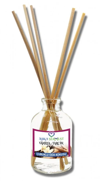 Aşk-ı Sermest Vanilya&Tarçın Aromalı Bambu Çubuklu Oda Kokusu Parfüm, Oval Şişe, 100 mL, 5 Adet ürün görseli 1