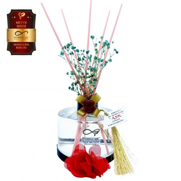 Ölümsüz Aşk Meyve Serisi Mandalina Kokulu 10 x 200 ml Silindir Şişe Bambu Çubuklu Ortam Kokusu ürün görseli 1