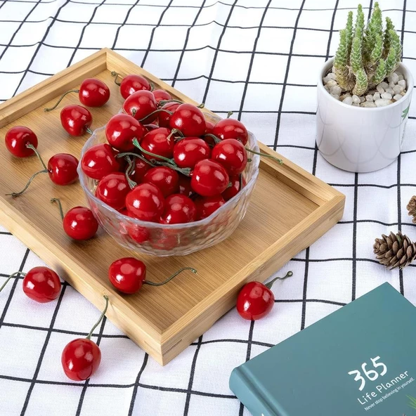 Nettenevime Yapay Kiraz Kırmızı 12li Paket  Yapay Meyve - Resim 6