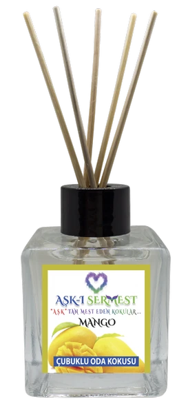 Aşk-ı Sermest Mango Aromalı Bambu Çubuklu Oda Kokusu Parfüm, Küp Şişe, 120 mL, 5 Adet ürün görseli 1