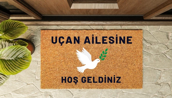 Kapı Önü Paspası Kişiye Özel Yazı Yazılır Koko Model Uçan Güvercin PK-1590