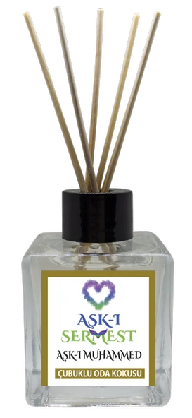 Aşk-ı Sermest Aşk-ı Muhammed Çiçek Aromalı Bambu Çubuklu Oda Kokusu Parfüm, Küp Şişe, 120 mL, 5 Adet - 1