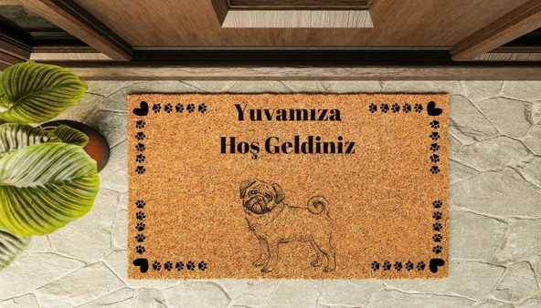 Kapı Önü Paspası Özel Tasarım Koko Model Pug PK-1579