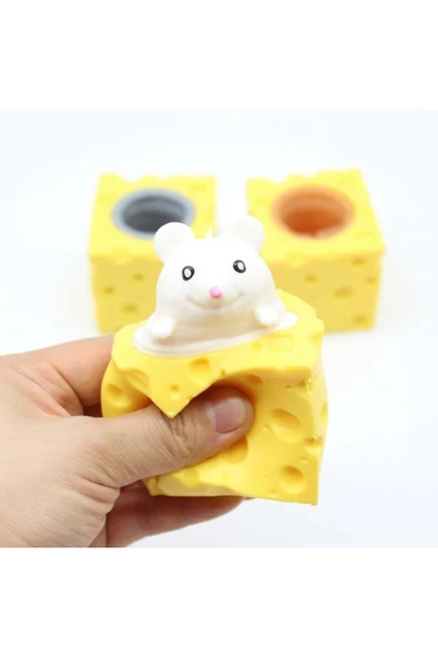 Işıklı fırlayan çocuk squishy peynir hayvan stres fare sukuşi yumuşak anti-stress oyuncak - 3