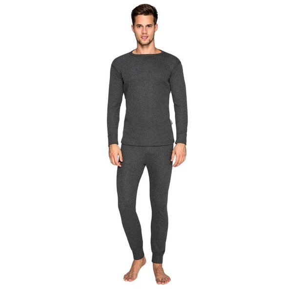 Yetişkin Termal İçlik Set - Thermoform - Soft Unisex - Antrasit - 3