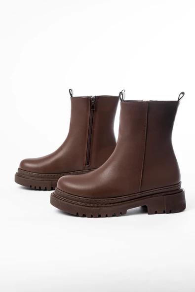 Kahverengi Luna Fermuarlı Günlük Kadın Bot - 3