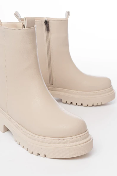 Bej Luna Fermuarlı Günlük Kadın Bot - Resim 5