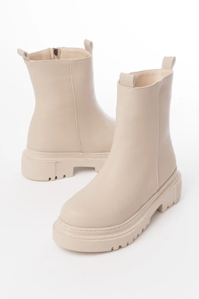 Bej Luna Fermuarlı Günlük Kadın Bot - Resim 4