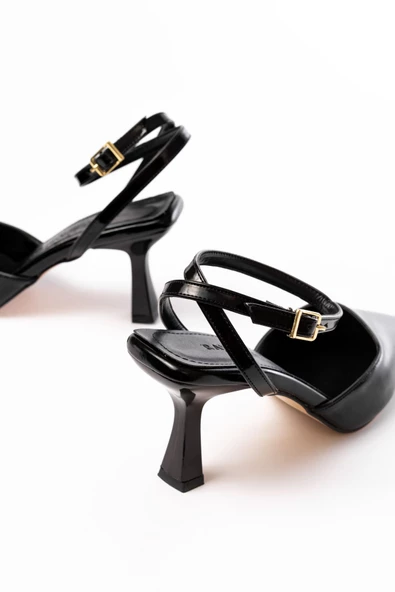 Siyah Rugan Günlük 7 cm Topuklu Bayan Ayakkabı - Resim 5