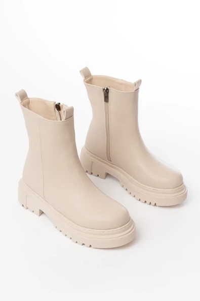 Bej Luna Fermuarlı Günlük Kadın Bot - Resim 3