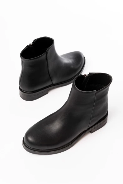 Siyah Fermuarlı Günlük Kadın Bot - Resim 5