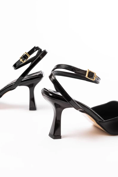 Siyah Rugan Günlük 7 cm Topuklu Bayan Ayakkabı - Resim 6