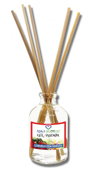 Aşk-ı Sermest Gül&Yasemin Aromalı Bambu Çubuklu Oda Kokusu Parfüm, Oval Şişe, 100 mL, 3 Adet ürün görseli 1