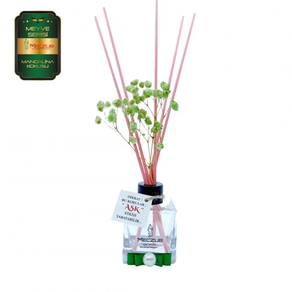 Meczub Meyve Serisi Mandalina Kokulu 10 x 60 ml küp Şişe Bambu Çubuklu Ortam Kokusu ürün görseli 1