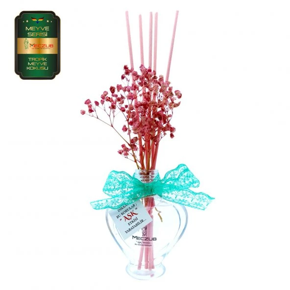 Meczub Meyve Serisi Tropik Meyve Kokulu 10 x 60 ml Kalp Şişe Bambu Çubuklu Ortam Kokusu ürün görseli 1