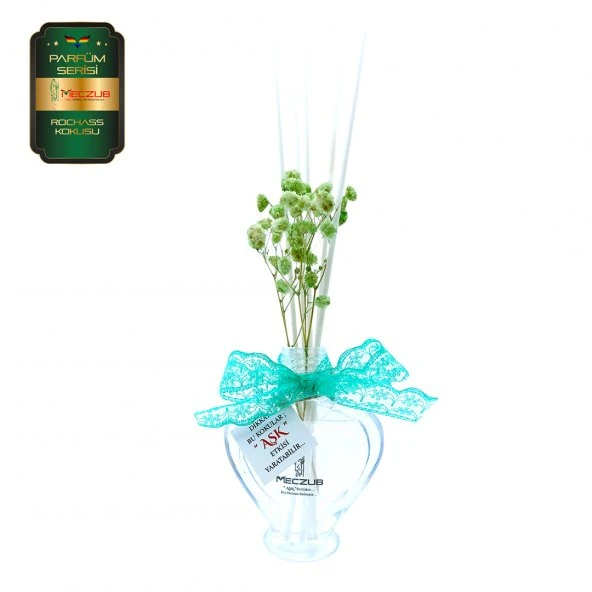 Meczub Parfüm Serisi Rochass Kokulu 10 x 60 ml Kalp Şişe Bambu Çubuklu Ortam Kokusu ürün görseli 1
