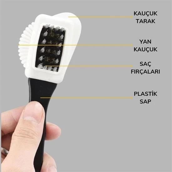 Çift Taraflı Pratik Taşınabilir Süet Nubuk Deri Çizme Bot Ayakkabı Temizleme Bakım Fırçası - 4