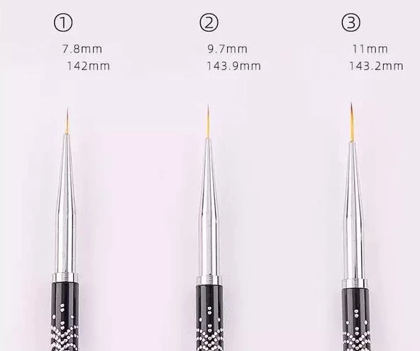 3lü Liner Nail Art Fırça Seti Kapaklı - 4