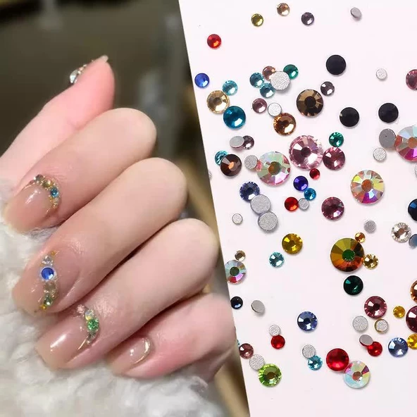 Parlak Tırnak Süsleme Taşları Mix Poşet - Resim 2