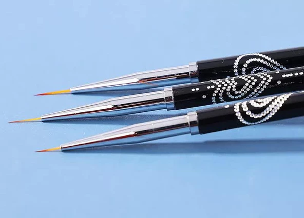 3lü Liner Nail Art Fırça Seti Kapaklı - 2