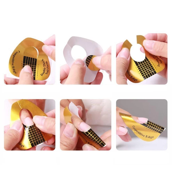 100 lü Gold Protez Tırnak Şablon Alt Form - Resim 3