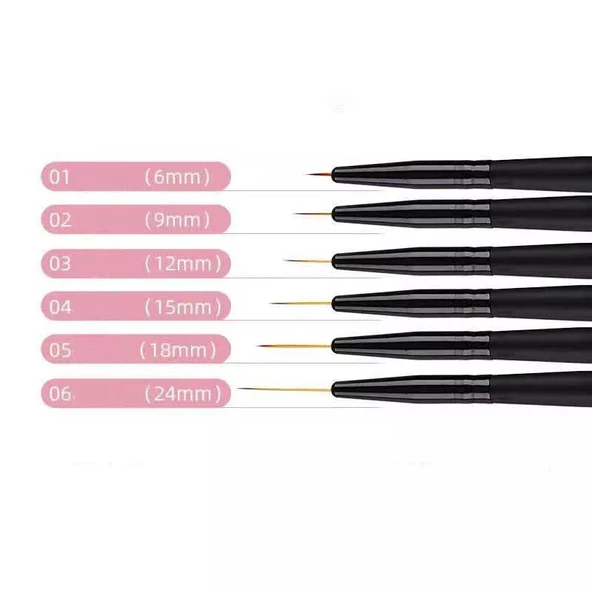 Nail Art Liner Fırça Seti 6'lı - Resim 3