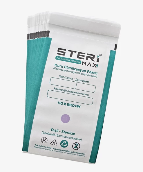 Sterilizasyon Zarfı - İndikatörlü Sterilizasyon Kraft Paketi 110x220mm (100) Adet