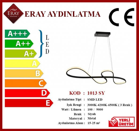 Eray Aydınlatma 1013 Siyah Led Avize - 3