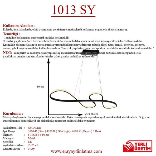 Eray Aydınlatma 1013 Siyah Led Avize - 4