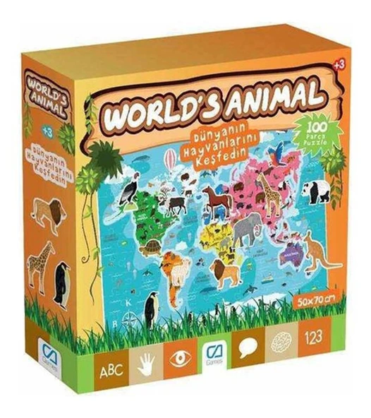 Dünyanın Hayvanlarını Keşfet 100 Parça Puzzle - Mavi Su Dünyası ürün görseli