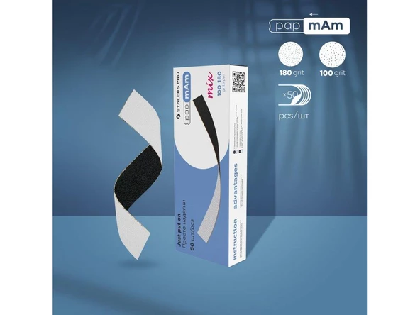 Staleks Manikür Törpüsü Pap-Mam Çift Taraflı Yedek Zımpara 180-240 Grit 50li - Resim 2