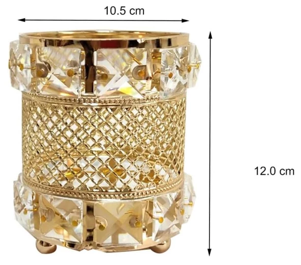 Dekoratif Makyaj Fırçası Organizer Kalemlik Gold - 3
