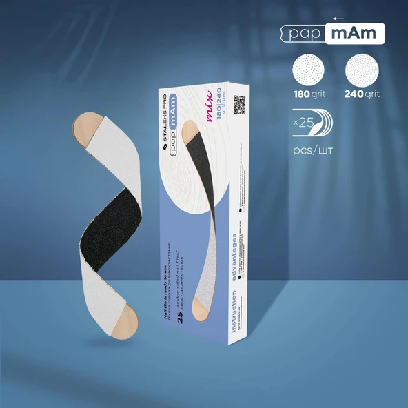 Staleks Manikür Törpüsü Pap-Mam Çift Taraflı Törpü 180-240 Grit 25li - 2