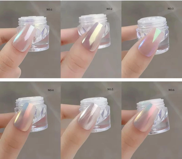 Nail Art Tırnak Süsleme İnci Tozu Sedefli Beyaz No:1 - 2