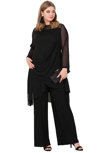 Büyük Beden Abiye Pantolon Tunik Takım KL7894