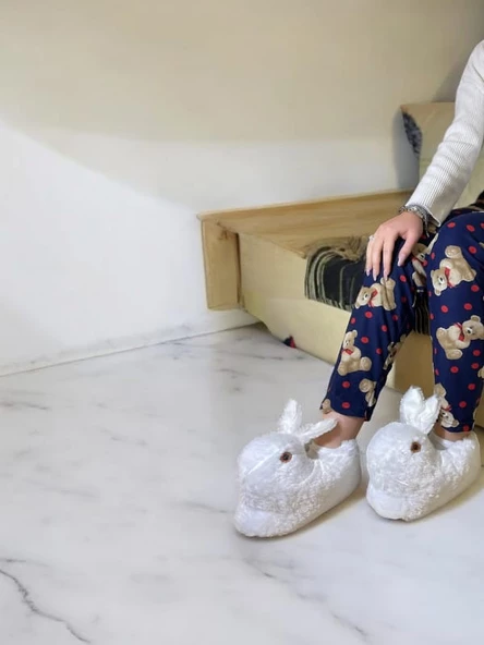 derene lacivert ayıcıklı süet bayan pijama altı M - 2