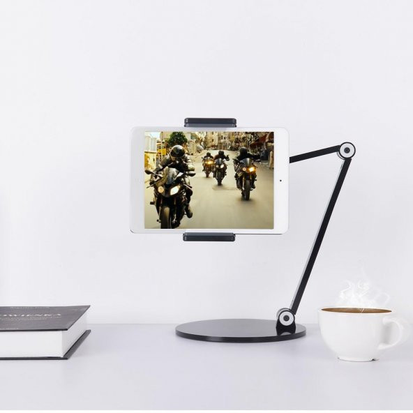 NPO STD20144LG 360° Ayarlanabilir Teleskobik 4"-13" Ergonomik Tablet Standı Koyu Gri - 8