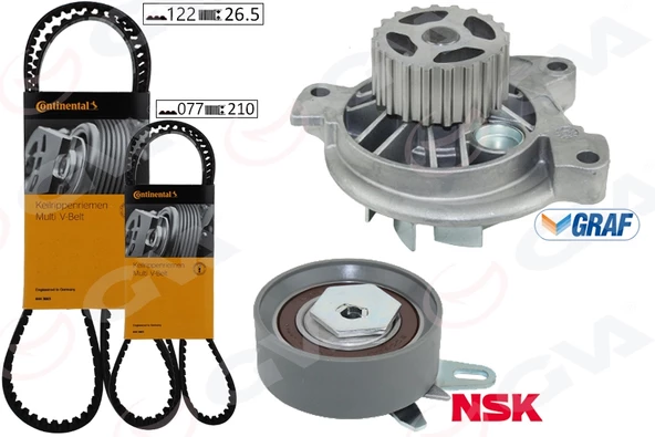 DEVİRDAİMLİ TRİGER SETİ 122x26.5 TRANSPORTER T4 2.4D 90-03 AJA K065323XS 2 KAYIŞ 1 GERGİ