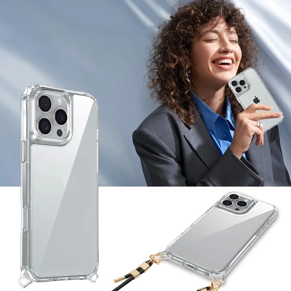 Apple iPhone 14 Pro Uyumlu Kılıf Airbagli Takılabilir Askı Aparatlı Silikon Kapak - 5