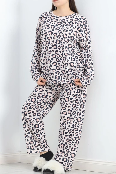 Bisiklet Yaka Battal Pijama Takımı Siyahbenekli - 776.1287. - Resim 3