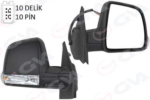 DIŞ DİKİZ AYNASI ELEKTRİKLİ SAĞ DOBLO III 2011 MD. SİNYALLİ KATLANIR / POWER FLOK DESENLİ 10 FİŞ