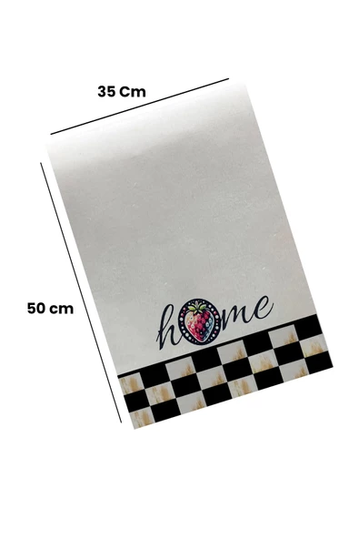Valerine Life Çilekli Dama Desenli Home Mutfak Kurulama ve Fırın Beyaz El Havlusu %100 Pamuklu 35x50cm 2 Adet - 2