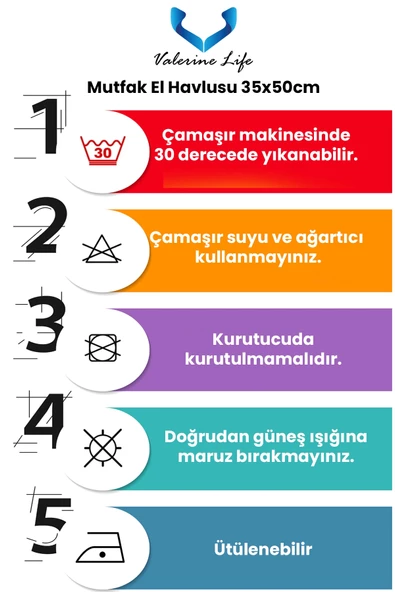 Valerine Life Çilekli Dama Desenli Home Mutfak Kurulama ve Fırın Beyaz El Havlusu %100 Pamuklu 35x50cm 2 Adet - 4