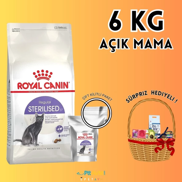 Royal Canin Sterilised 37 Kısırlaştırılmış Kedi Maması 6kg AÇIK MAMA - HEDİYELİ PAKET