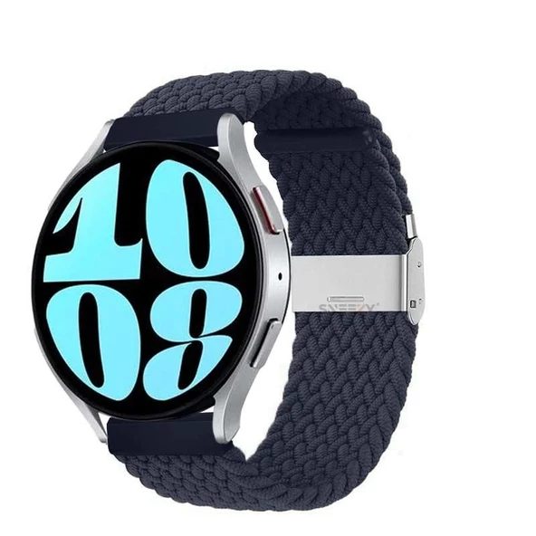 Sneezy Samsung Galaxy Watch 6 – Classic 40-43-44-47mm  20mm Metal Klips Solo Fiberlink Örgü Kordon  Lacivert