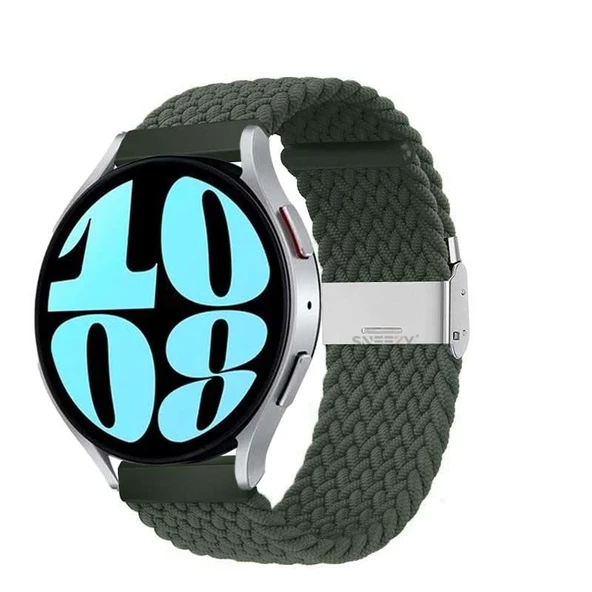 Sneezy Samsung Galaxy Watch 6 – Classic 40-43-44-47mm  20mm Metal Klips Solo Fiberlink Örgü Kordon  Haki